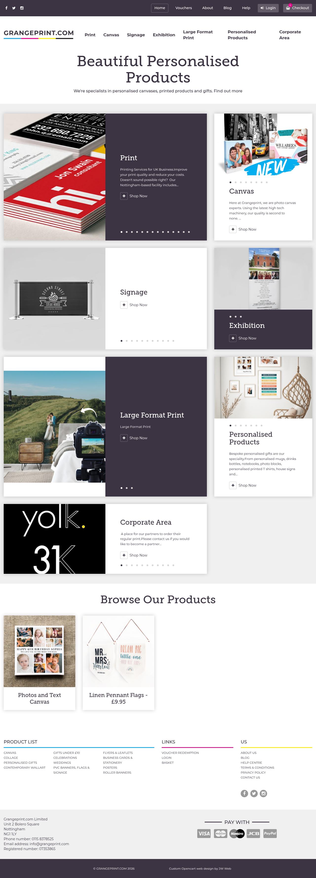 Grange Print — digital-to-print e-commerce platform built by JW Web